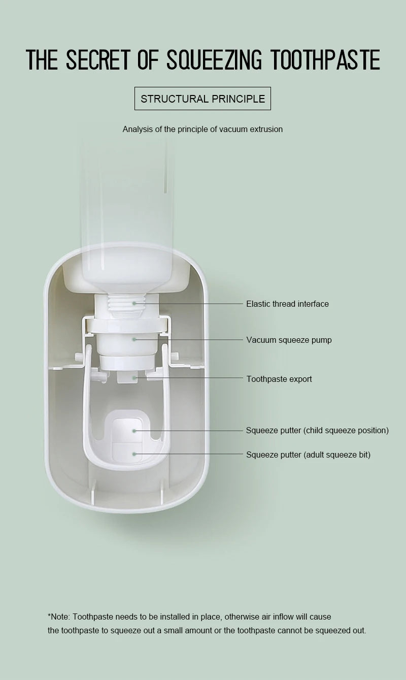 ECOCO Automatic Toothpaste Dispenser Wall Mount Bathroom Bathroom Accessories Waterproof Toothpaste Squeezer Toothbrush Holder