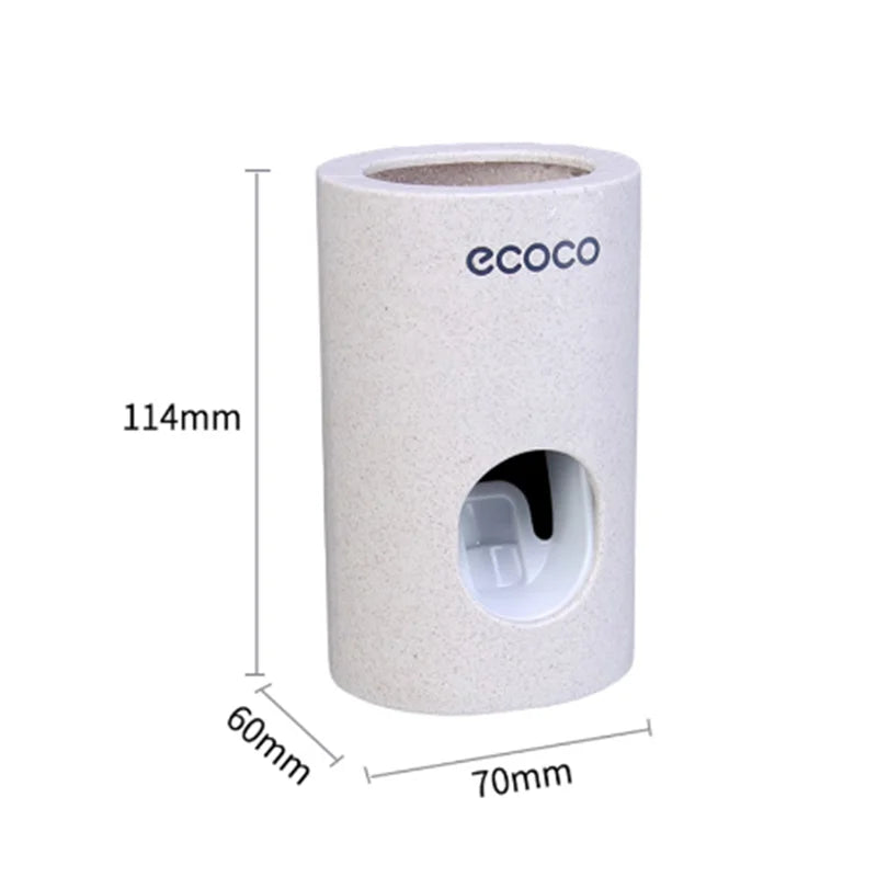 ECOCO Automatic Toothpaste Dispenser Wall Mount Bathroom Bathroom Accessories Waterproof Toothpaste Squeezer Toothbrush Holder