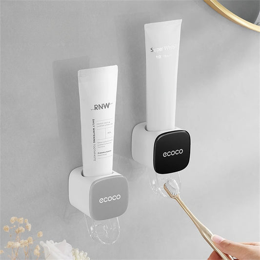 Automatic Dust-proof Toothpaste Dispenser Wall Mounted Stand Adults&Children Toothpaste Squeezer Holder Bathroom Accessories Set