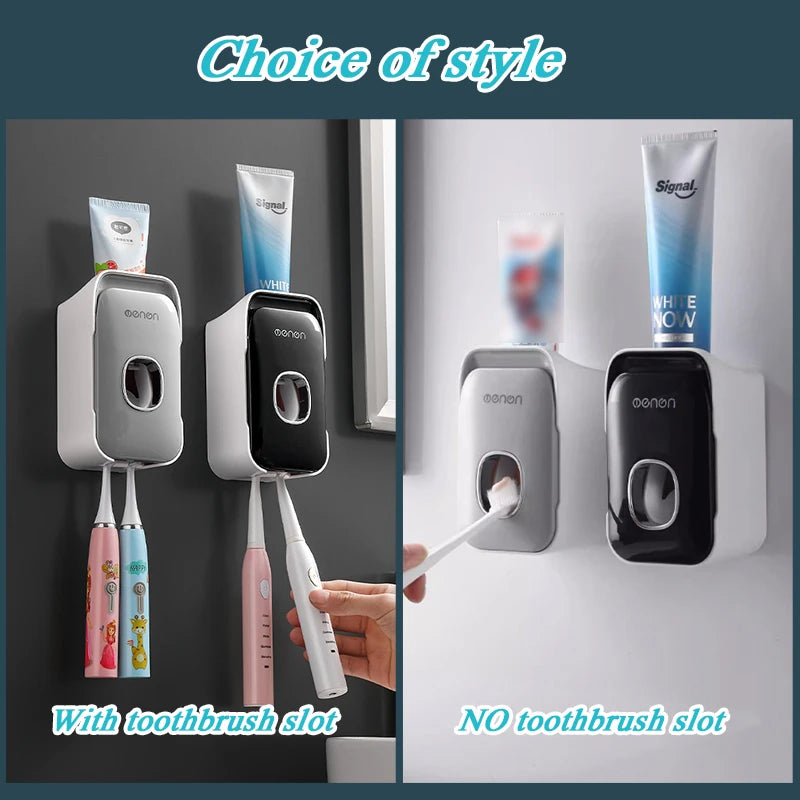 MENGNI Automatic Toothpaste Dispenser, Toothpaste Squeezer, Punch-Free, Toothbrush Holder, Rack, Bathroom Accessories