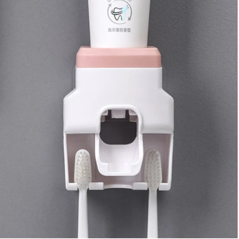 ECOCO Automatic Toothpaste Dispenser Wall Mount Bathroom Bathroom Accessories Waterproof Toothpaste Squeezer Toothbrush Holder