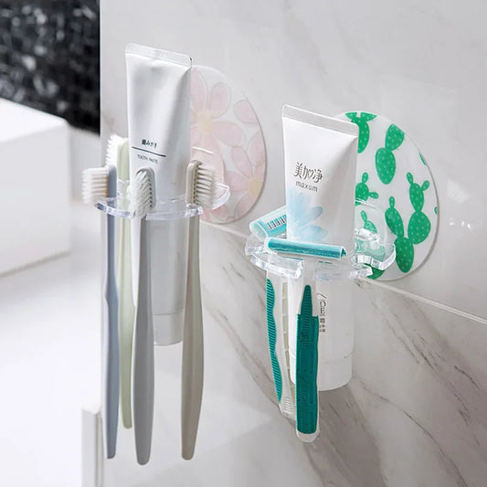 Bathroom 1PC Plastic Toothbrush Holder Toothpaste Storage Rack Shaver Tooth Brush Dispenser Bathroom Organizer Accessories