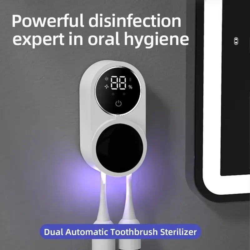 Portable Rechargeable UV Light Toothbrush Sanitizer Automatic Fan Dry Function Travel Case for Convenient Sterilization